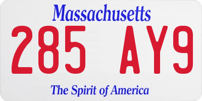 MA license plate 285AY9