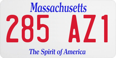 MA license plate 285AZ1