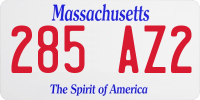 MA license plate 285AZ2