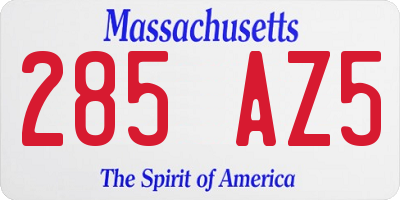 MA license plate 285AZ5