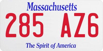 MA license plate 285AZ6