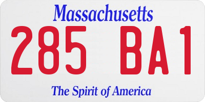 MA license plate 285BA1