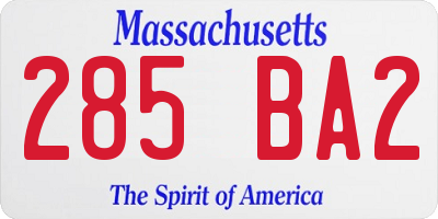 MA license plate 285BA2
