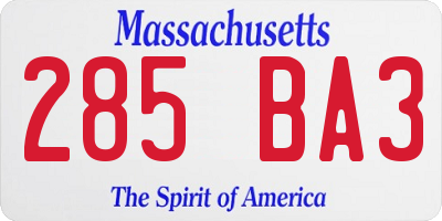 MA license plate 285BA3