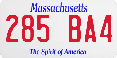 MA license plate 285BA4