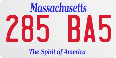 MA license plate 285BA5