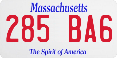 MA license plate 285BA6