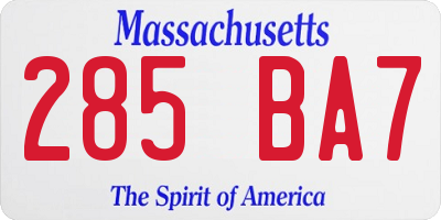 MA license plate 285BA7