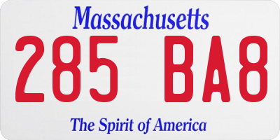 MA license plate 285BA8