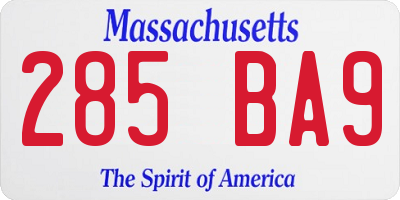 MA license plate 285BA9