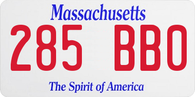 MA license plate 285BB0
