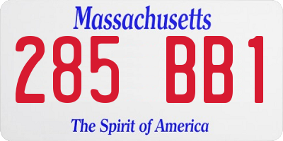 MA license plate 285BB1