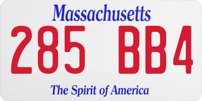MA license plate 285BB4