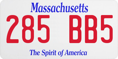 MA license plate 285BB5