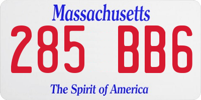 MA license plate 285BB6