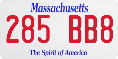 MA license plate 285BB8