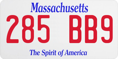 MA license plate 285BB9