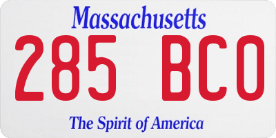 MA license plate 285BC0