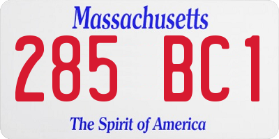 MA license plate 285BC1