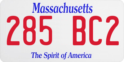 MA license plate 285BC2