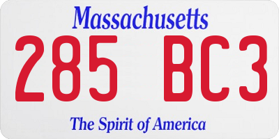 MA license plate 285BC3