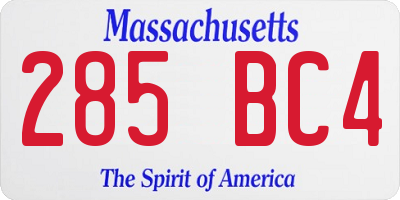 MA license plate 285BC4