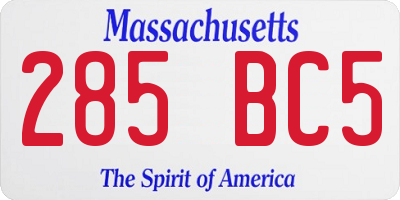 MA license plate 285BC5