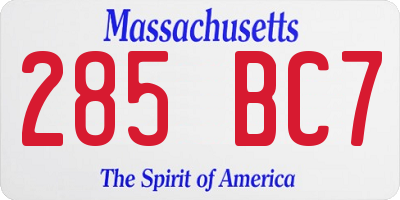 MA license plate 285BC7