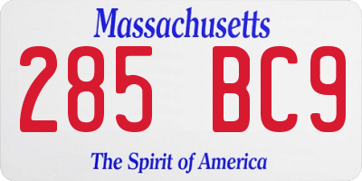 MA license plate 285BC9