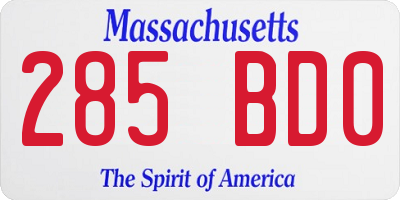 MA license plate 285BD0