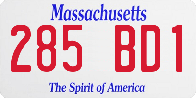 MA license plate 285BD1
