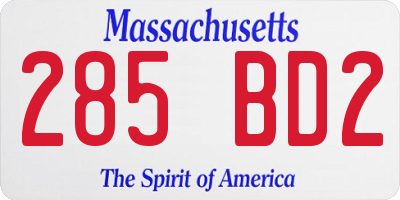 MA license plate 285BD2