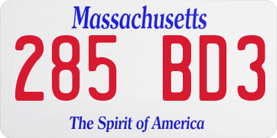 MA license plate 285BD3