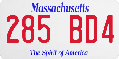 MA license plate 285BD4