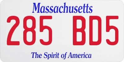 MA license plate 285BD5