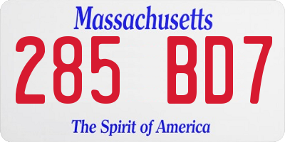 MA license plate 285BD7