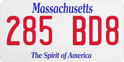 MA license plate 285BD8