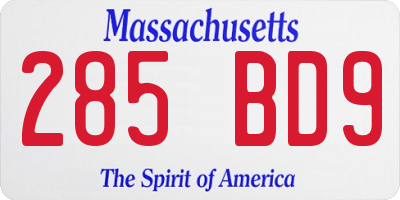 MA license plate 285BD9