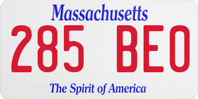 MA license plate 285BE0