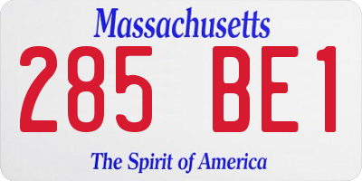 MA license plate 285BE1