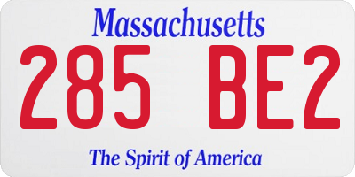 MA license plate 285BE2