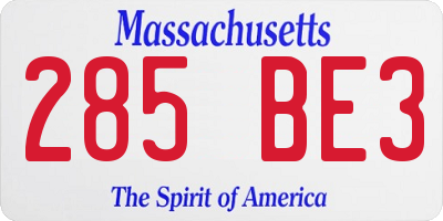 MA license plate 285BE3