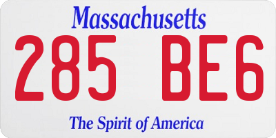 MA license plate 285BE6