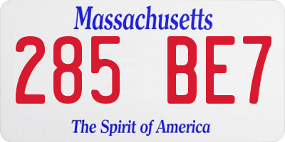 MA license plate 285BE7