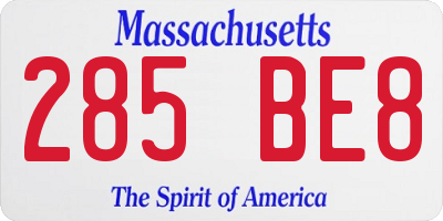 MA license plate 285BE8