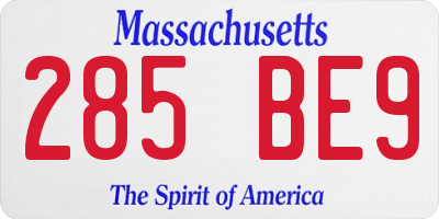 MA license plate 285BE9