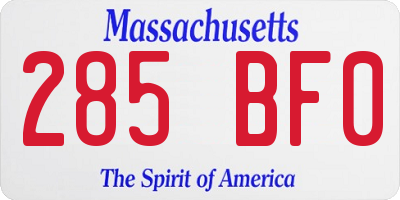 MA license plate 285BF0