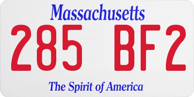 MA license plate 285BF2