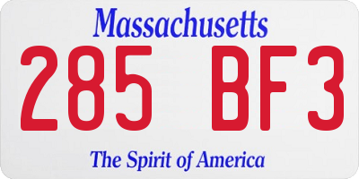 MA license plate 285BF3