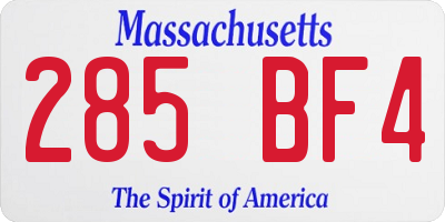 MA license plate 285BF4